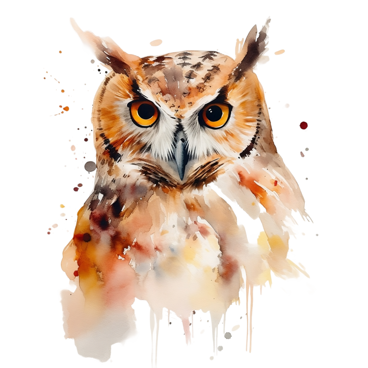 T-shirt Owl, watercolor image