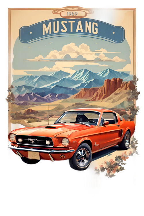 T-shirt Mustang Vintage Poster: Cruising Through Time