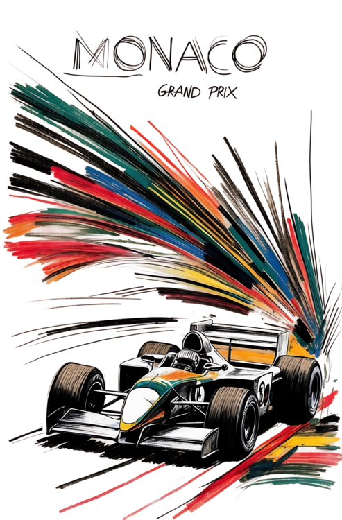 T-shirt Classic Monaco Grand Prix Poster: Abstract Vintage Racing