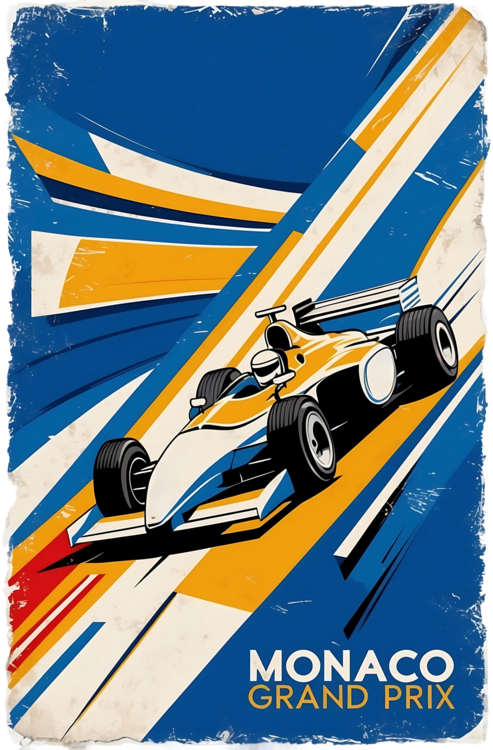 T-shirt Retro Monaco Grand Prix Poster: Abstract Vintage Racing