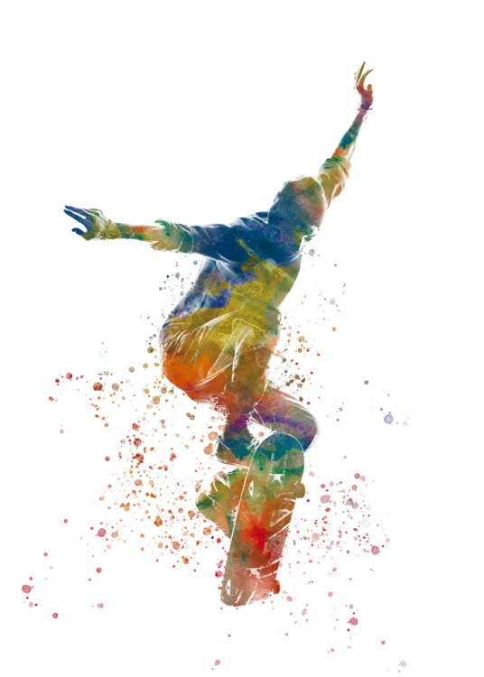 T-shirt watercolor skateboarder