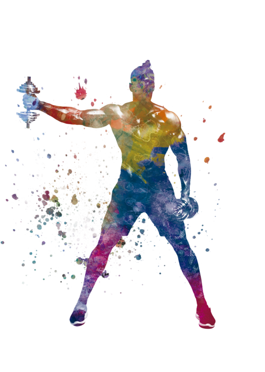 T-shirt Young man practices fitness exercise in watercolor