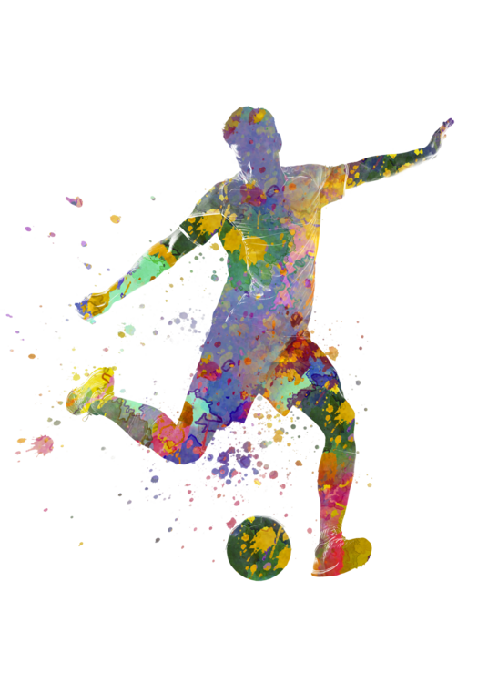 T-shirt soccer player in watercolor