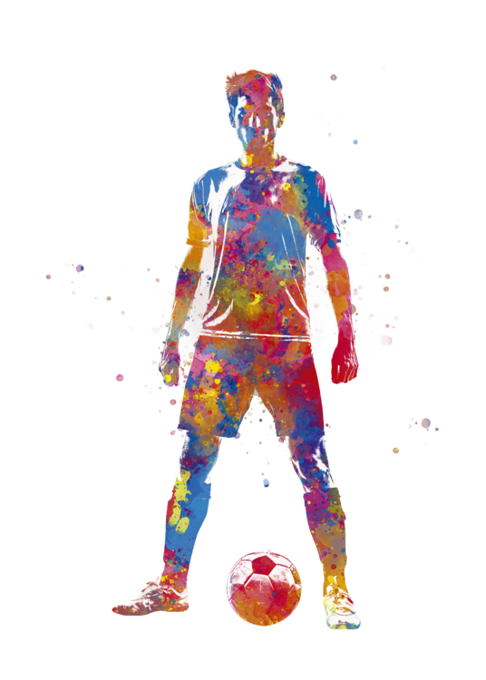 Tablou pe pânză Soccer player in watercolor
