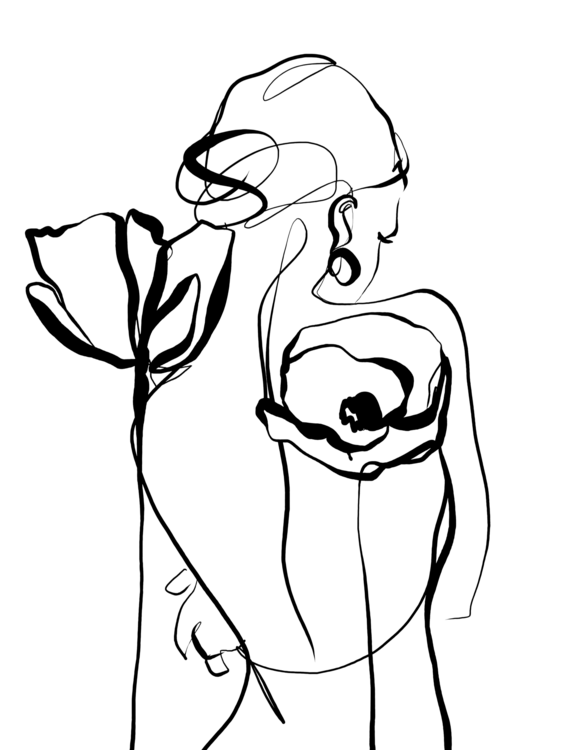 T-shirt Woman silhouette with poppies