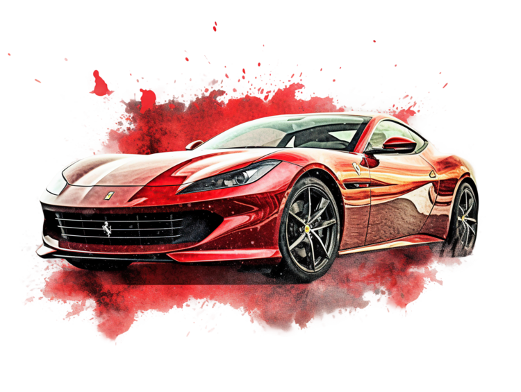 T-shirt Red Car Ferrari 488