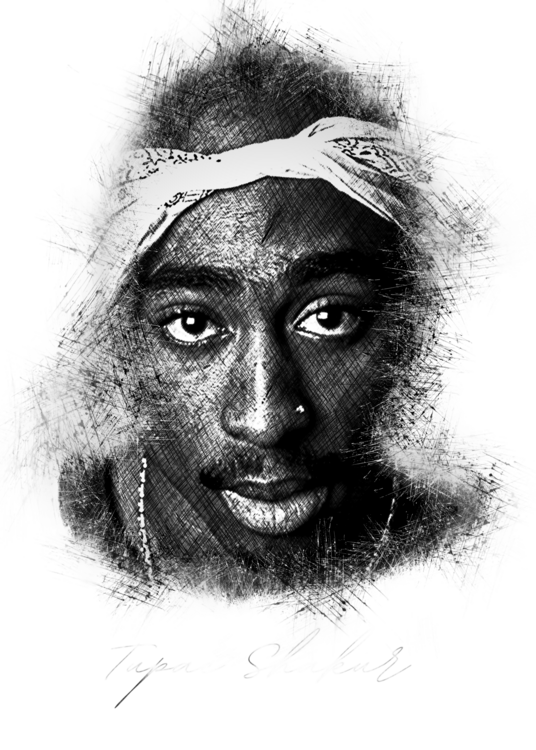 Póló T. Shakur Sketch