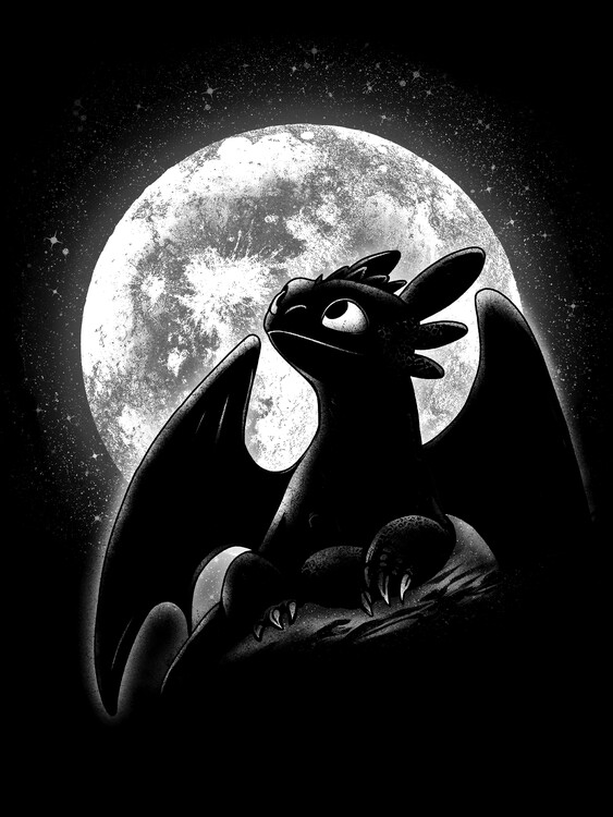 Poster Moonlight Night Dragon