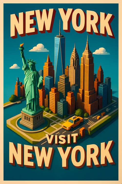 Plakát Visit New York 3D Travel Poster