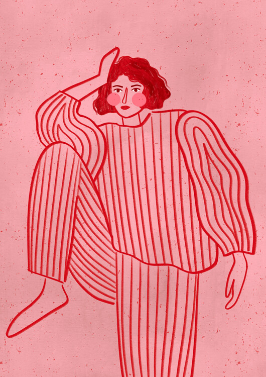 Levně Plakát, Obraz - The Woman With the Striped Pyjama, Bea Muller, 30 × 40 cm