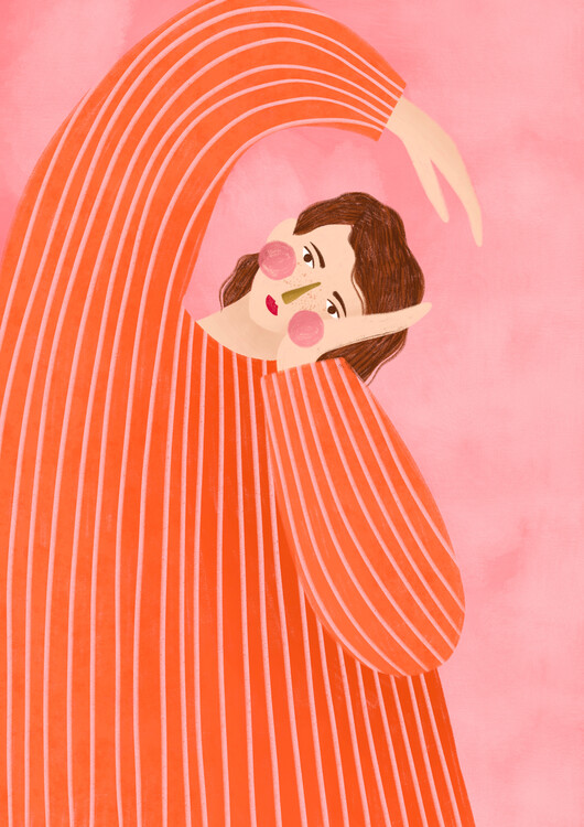 Levně Plakát, Obraz - The Woman With the Orange Dress, Bea Muller, 30 × 40 cm