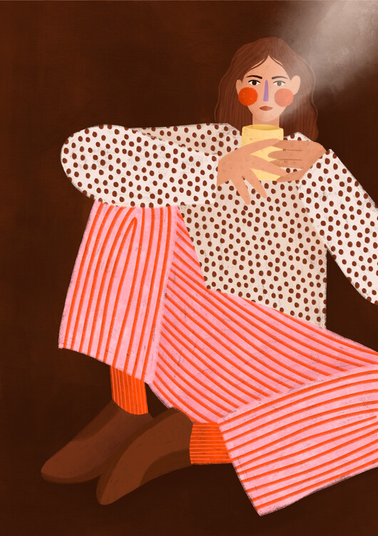 Levně Plakát, Obraz - Woman With the Cup of Tea, Bea Muller, 30 × 40 cm