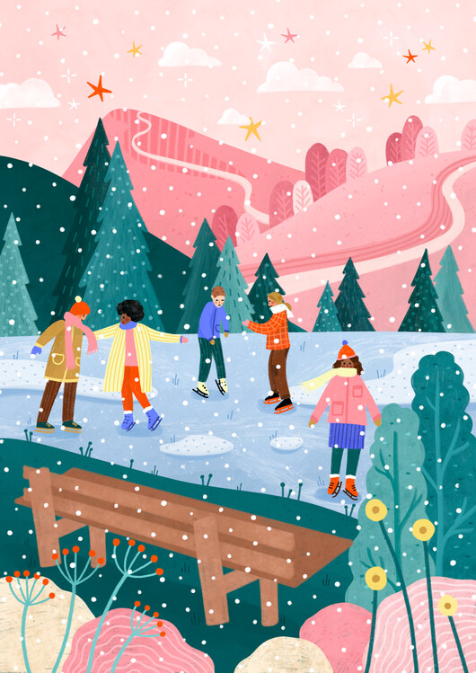 Levně Plakát, Obraz - People Ice Skating, Bea Muller, 30 × 40 cm
