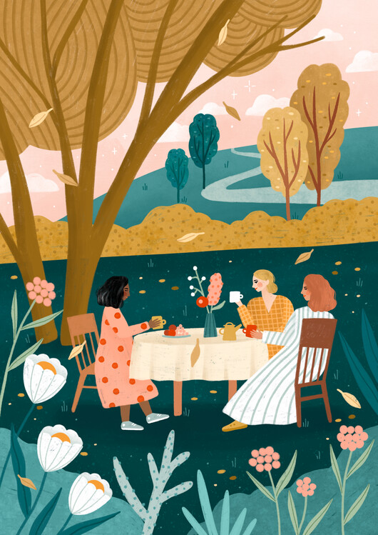 Canvas Print Autumn Tea Party