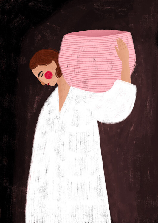 Levně Plakát, Obraz - The Woman with the Pink Basket, Bea Muller, 30 × 40 cm