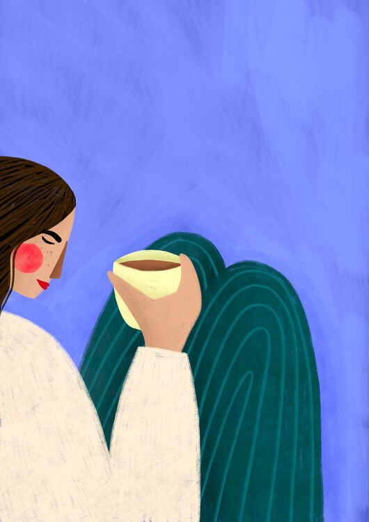 Levně Plakát, Obraz - Sipping Coffee, Bea Muller, 30 × 40 cm