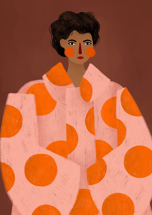 Poster Woman With Orange Dots