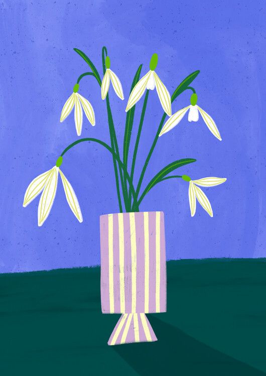 Levně Plakát, Obraz - Snowdrops in Stripes, Bea Muller, 30 × 40 cm