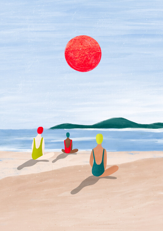 Levně Plakát, Obraz - Girls At the Beach, Bea Muller, 30 × 40 cm
