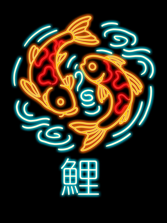 Poster Neon Japanese Koi