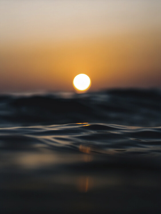 Poster Sunrise over calm sea waves