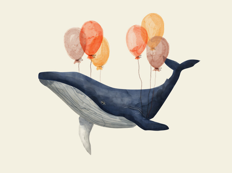 Poster Whale and Balloons