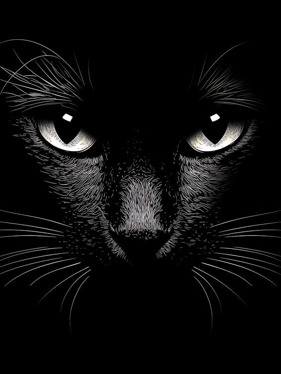 Плакат Black cat close up