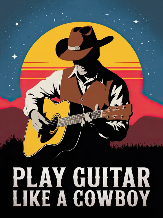 Póster Play Guitar Like a Cowboy