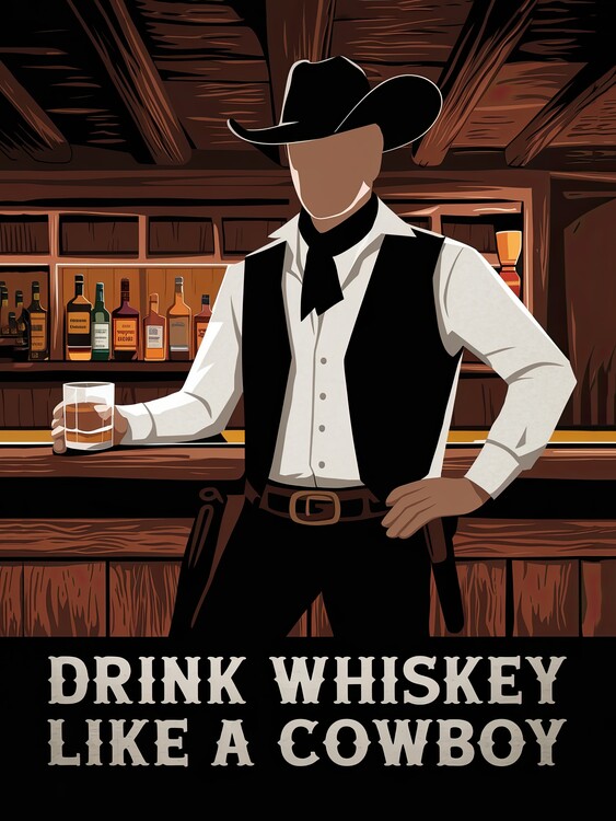 Slika na platnu Drink Whiskey Like a Cowboy