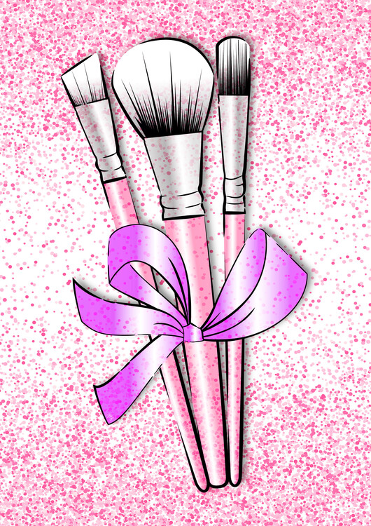 Плакат Pink Beauty makeup brushes