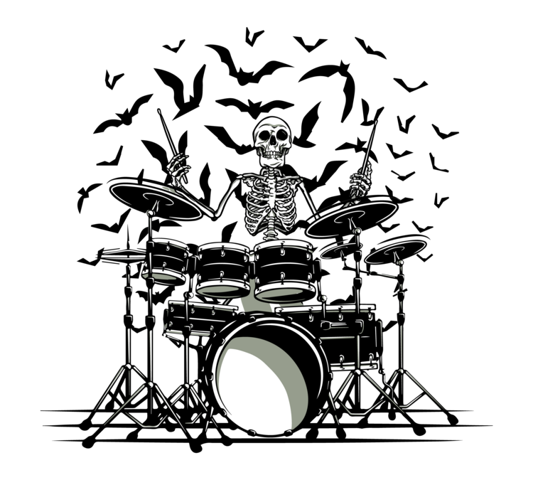 T-shirt White Skeleton Drum Kit