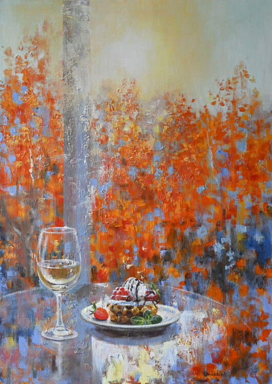 Poster Autumn Wine and Cake - from Original Oil Painting by Lukian
