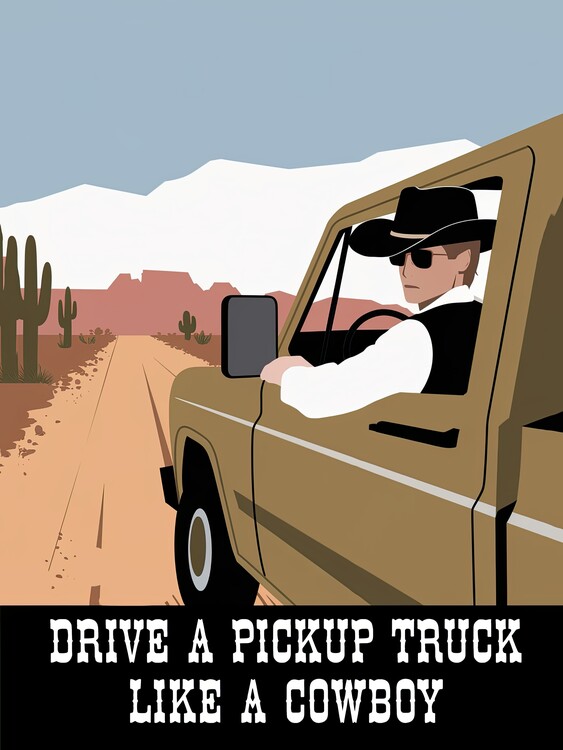 Póster Drive Like A Cowboy