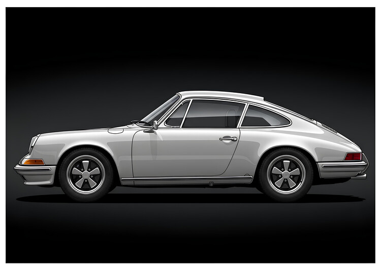 Poster Porsche 911 Classic - Silver Side Profile