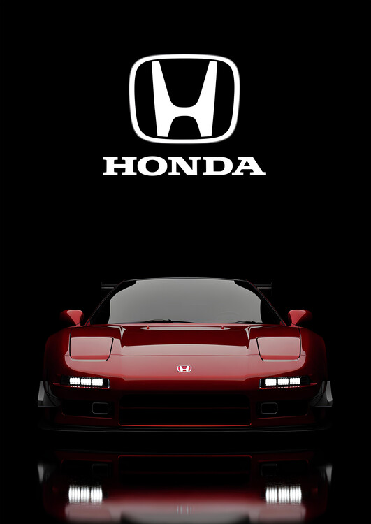 Canvas Print Honda NSX - Red Front View with Logo on Black