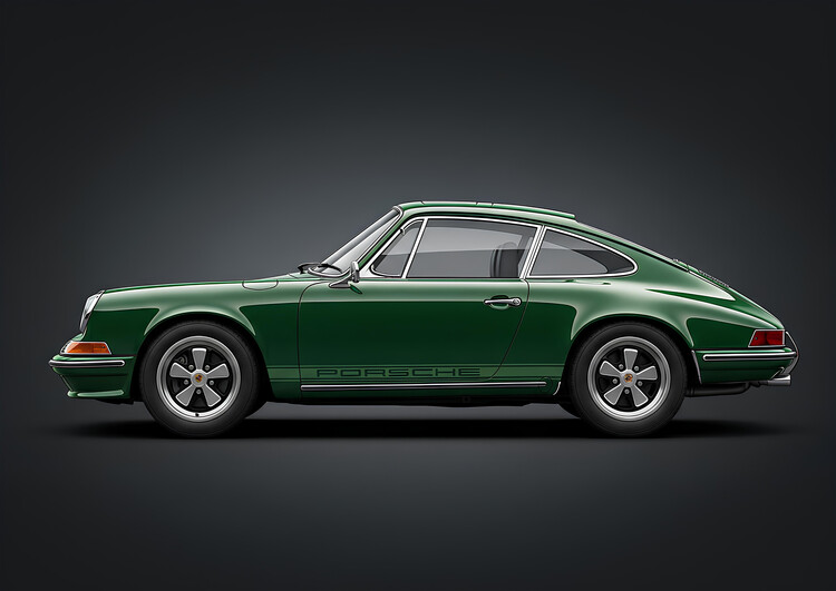 Canvas Print Porsche 911 Classic - Emerald Green Side Profile