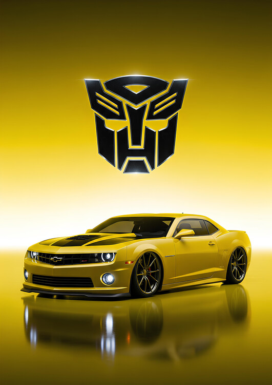 Принти на полотні Bumblebee Chevrolet Camaro with Autobot Logo Poster