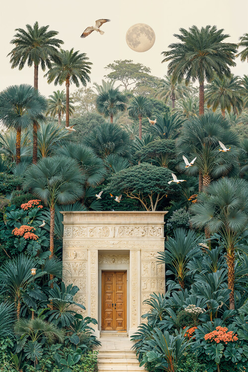 Poster Lush Temple Garden