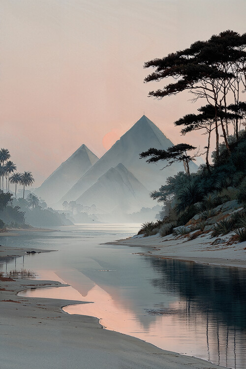 Poster Misty Pyramid Landscape