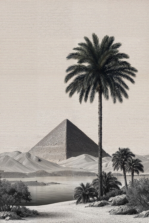 Poster Desert Pyramid and Palm