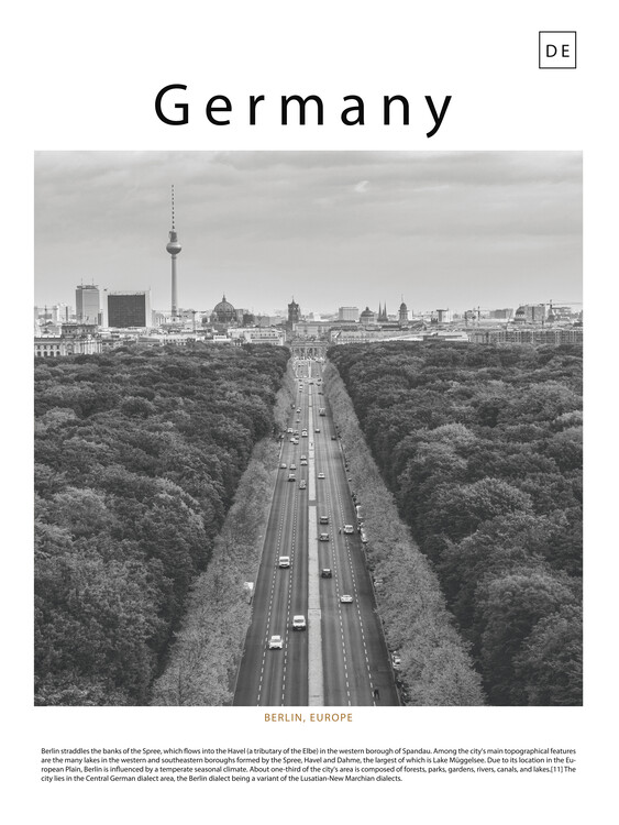 Poster Germany: Berlin Cityscape in Black and White