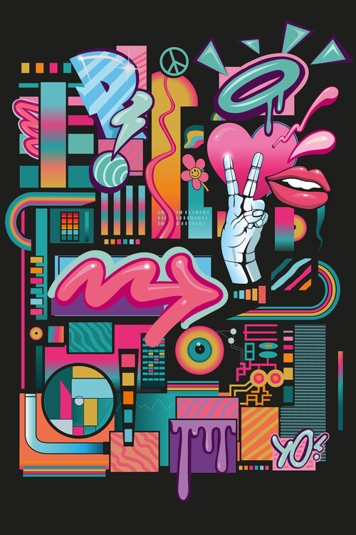 Poster Peace 80s 80er vintage retro graffiti street pop art wave