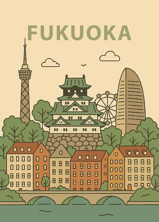 Poster Fukuoka Retro