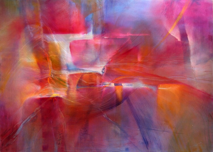 Poster Colorspaces - red meets blue and orange