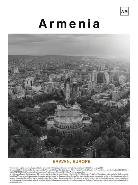 Poster Black and white cityscape of Eravan