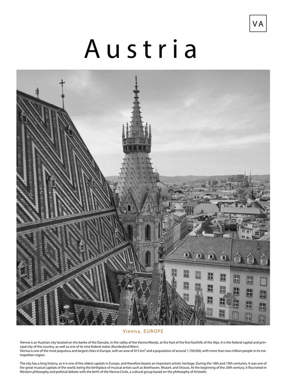 Poster Vienna cityscape in black and white