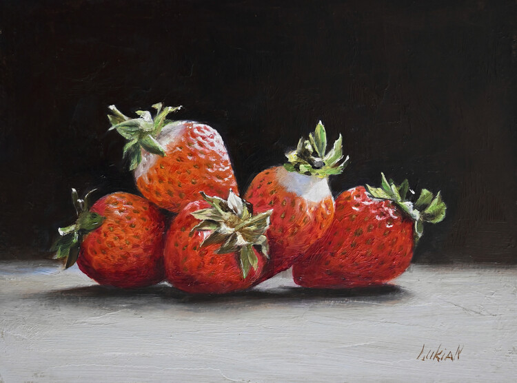 Poster Sweet Strawberries – Oil Painting by Lukian