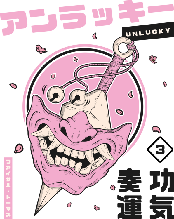 T-shirt Oni Mask Unlucky