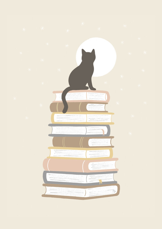 Poster Midnight Book Cat