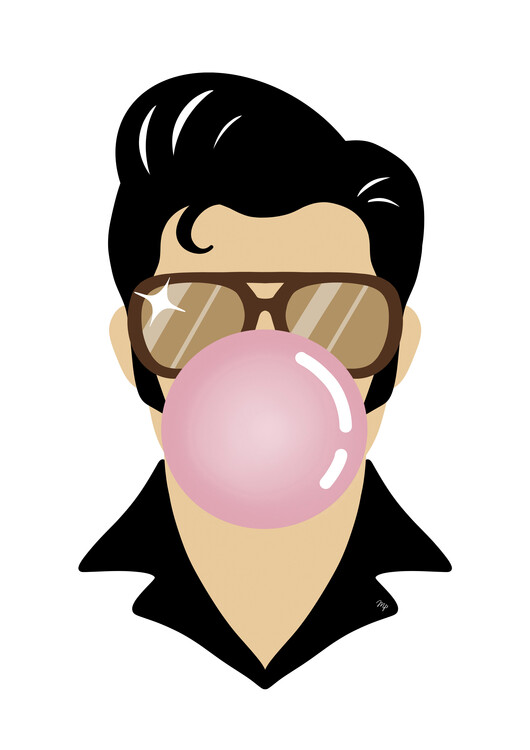 Plakát Elvis Presley Pink Bubble Gum Portrait